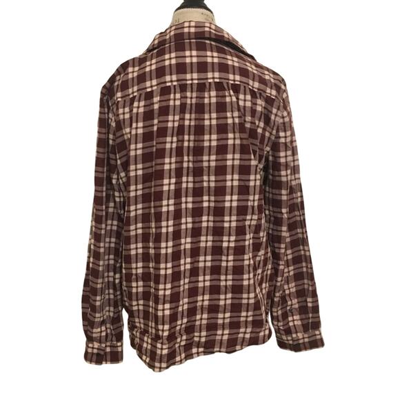 Madewell Maroon Plaid Faux Wrap Long Sleeve Shirt Women's Size Large - Picture 2 of 7